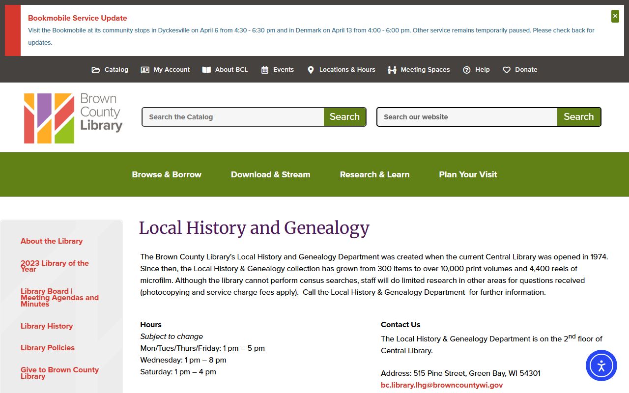 Green Bay Obituary research using Brown County Library local history resources