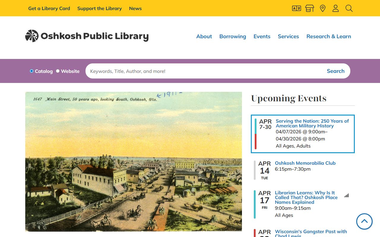 Oshkosh obituary and public library local history resources