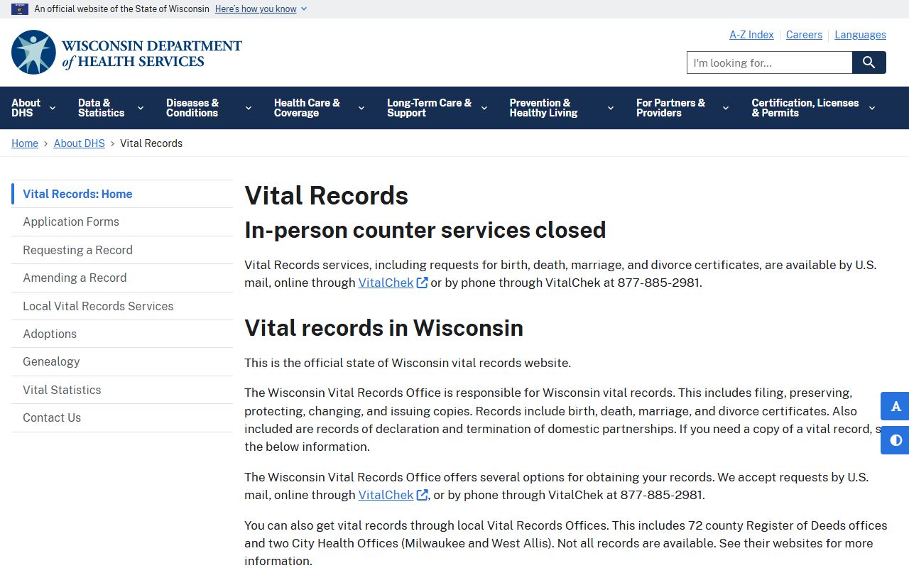 Adams County obituary records and Wisconsin DHS vital records