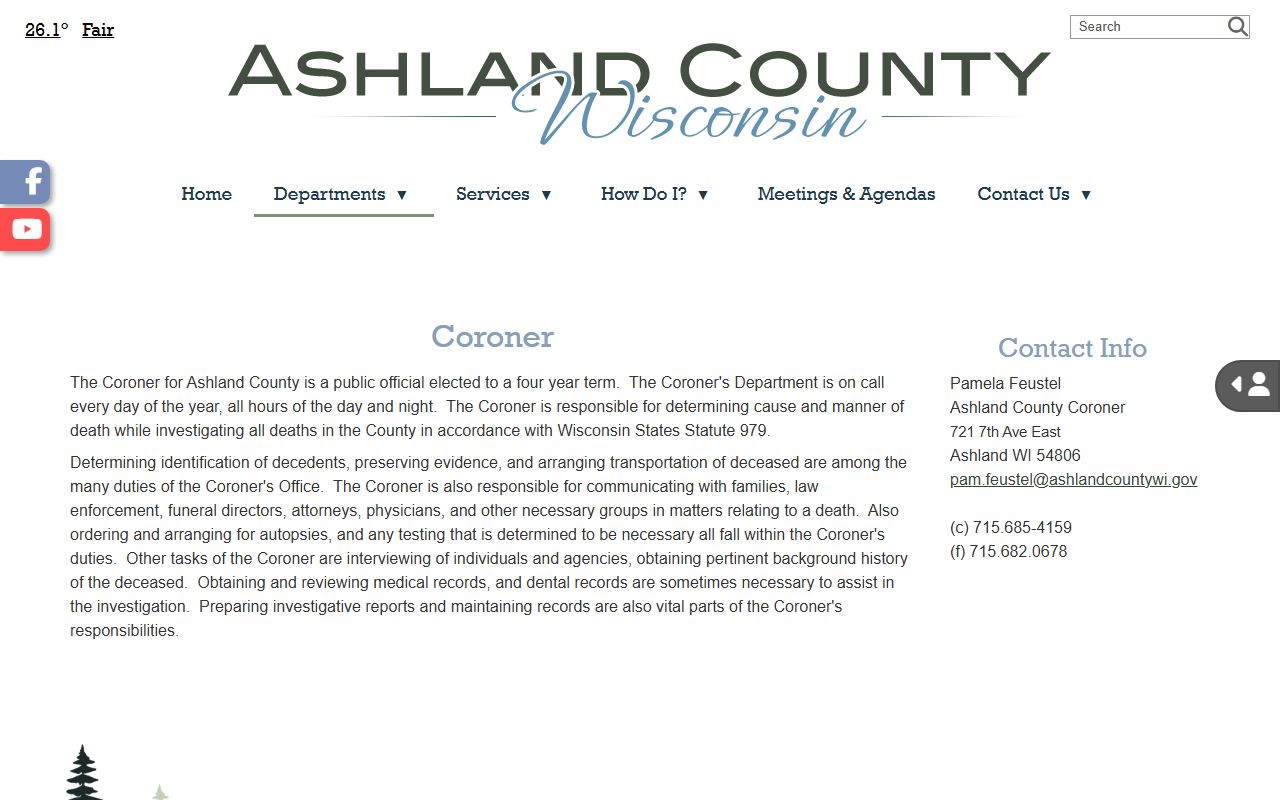 Ashland County obituary records and coroner information