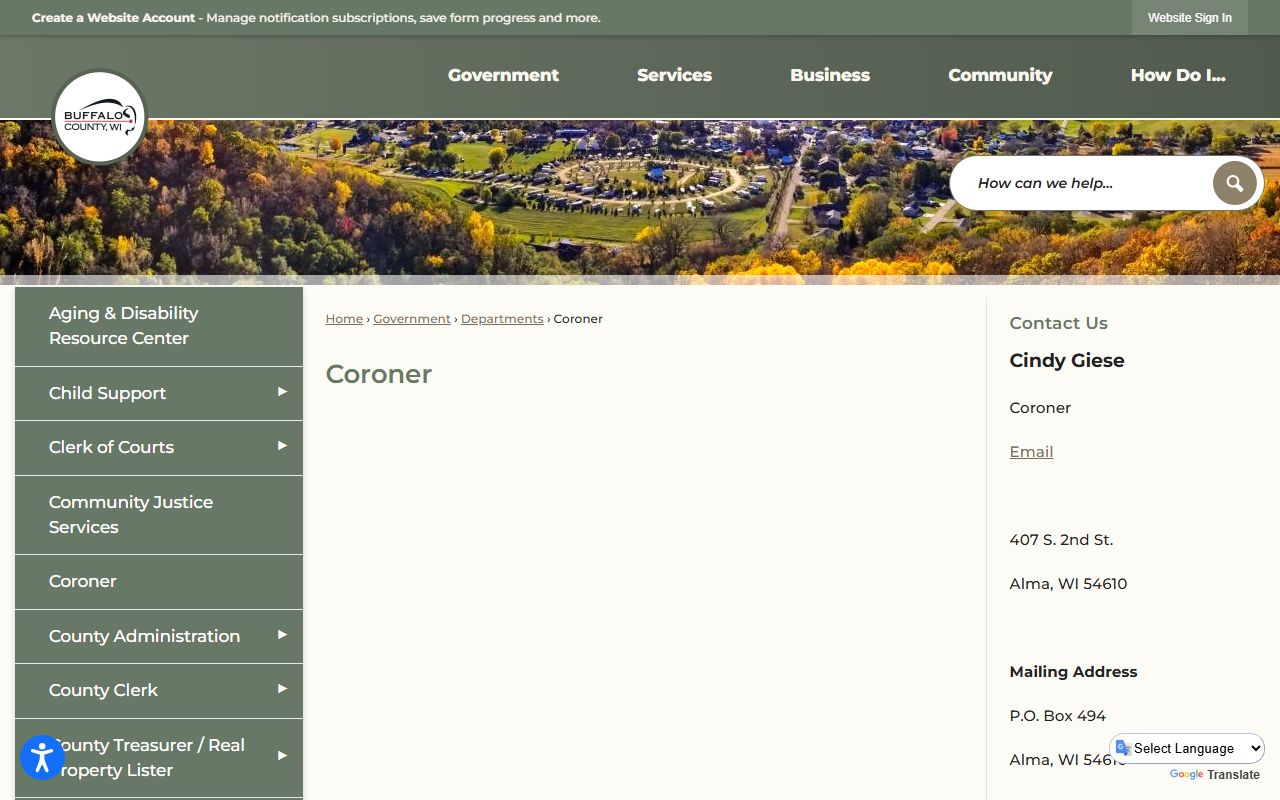 Buffalo County obituary coroner records
