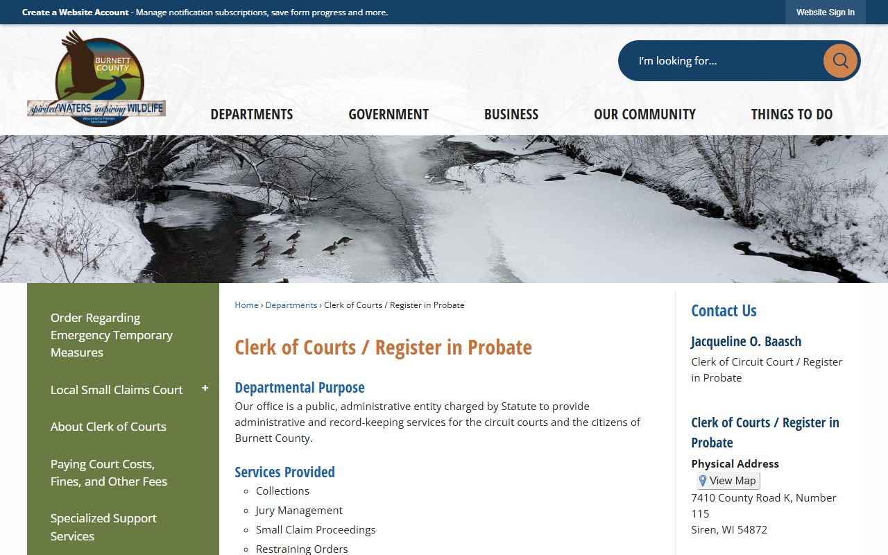 Burnett County obituary Clerk of Courts and Register in Probate