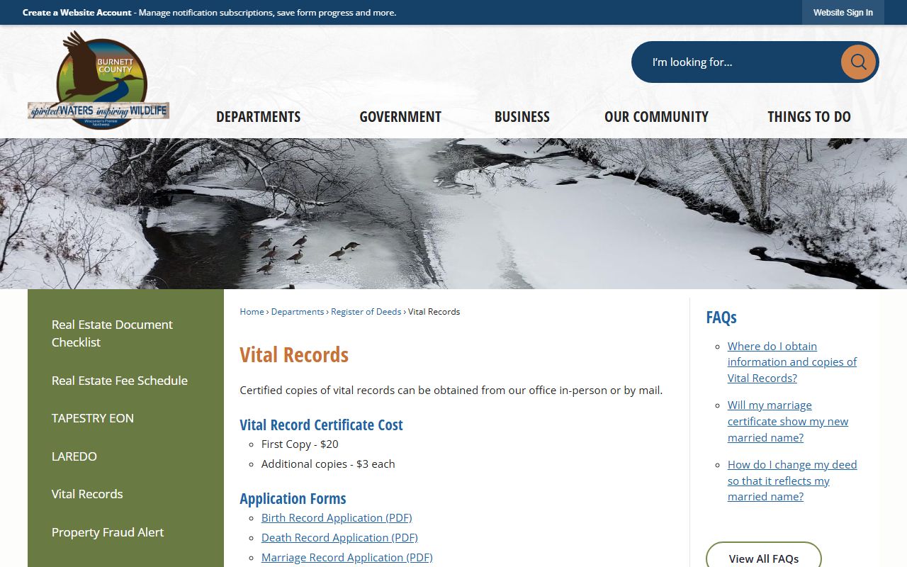 Burnett County obituary vital records