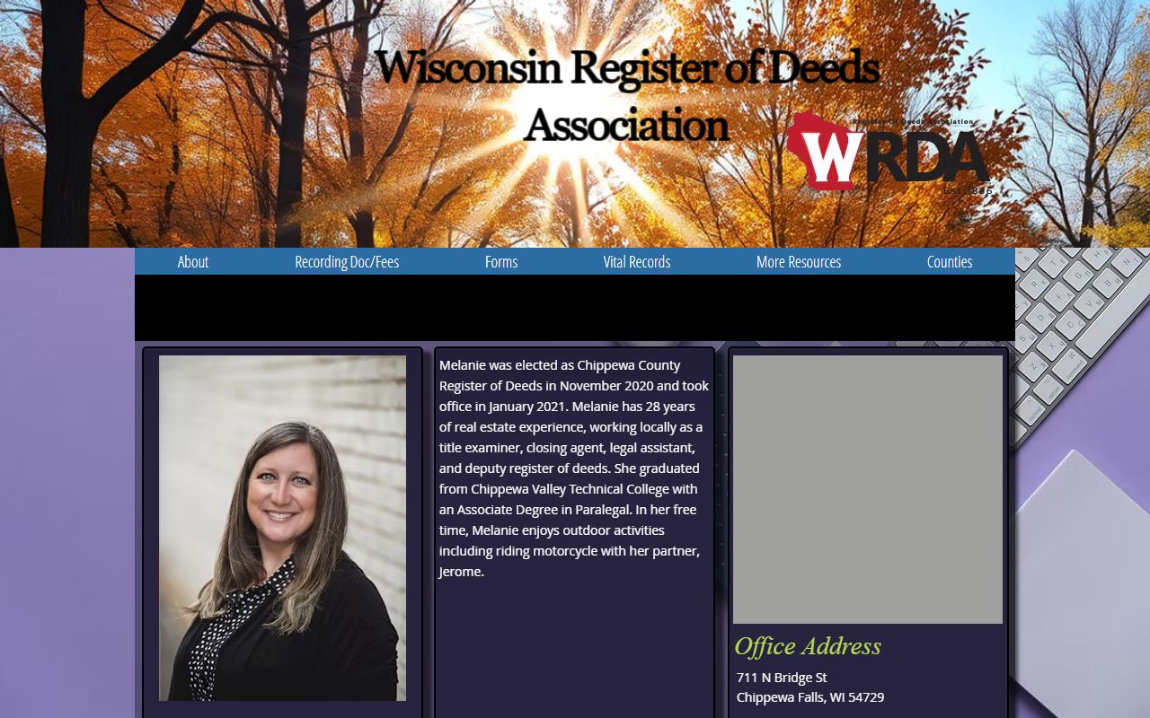 Chippewa County obituary records and WRDA profile