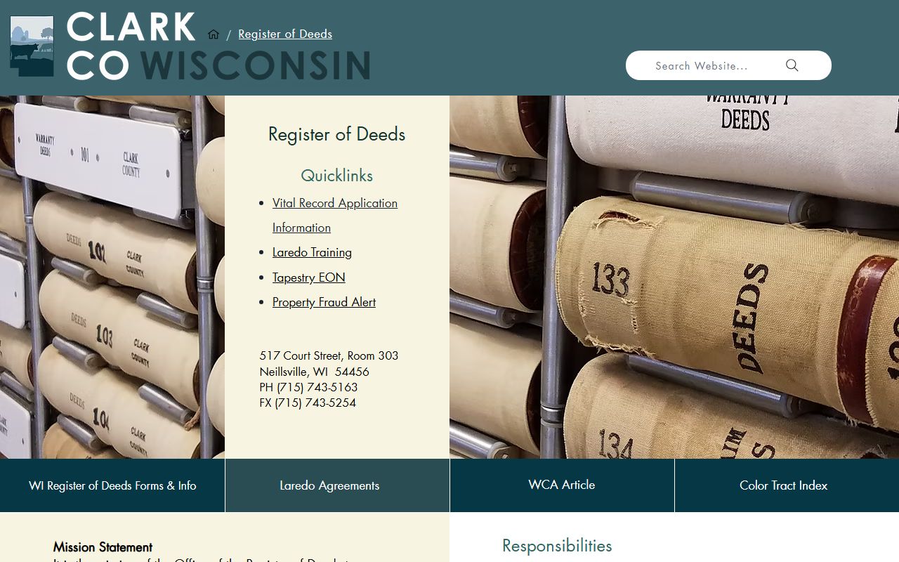 Clark County obituary records at the Register of Deeds