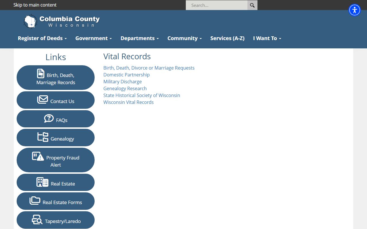 Columbia County obituary records and vital records landing page