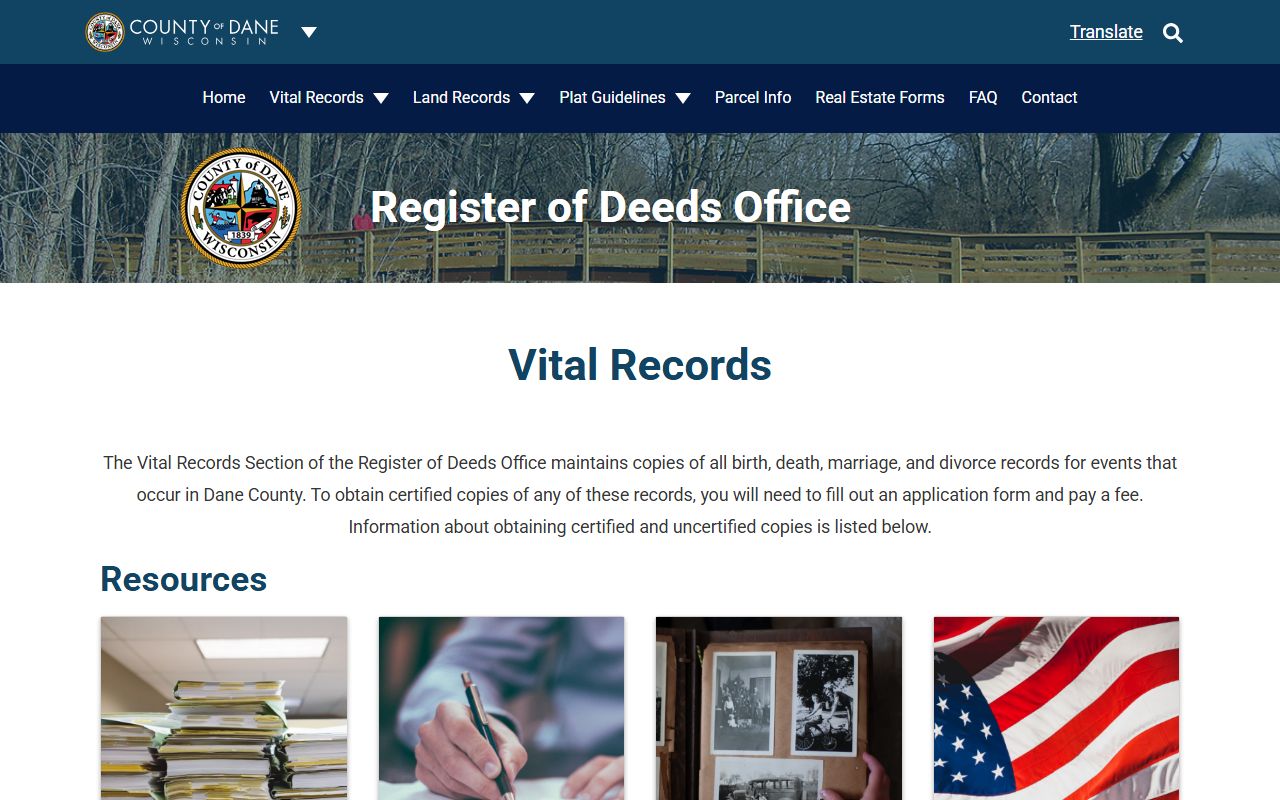 Dane County obituary records at the Register of Deeds