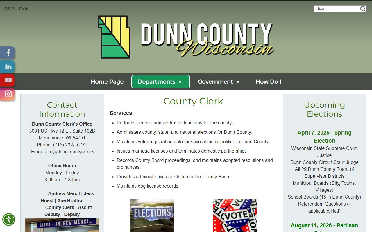 Dunn County Obituary research and county clerk context