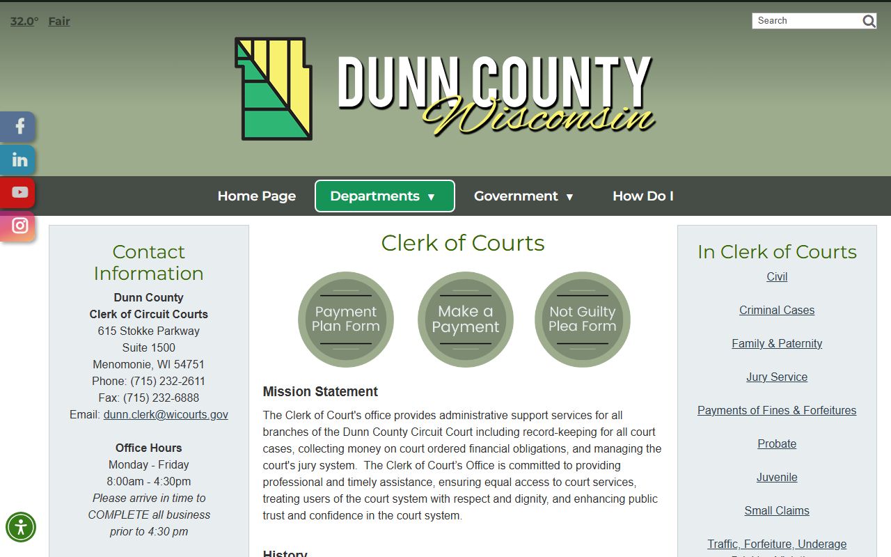 Dunn County Obituary research and clerk of courts context