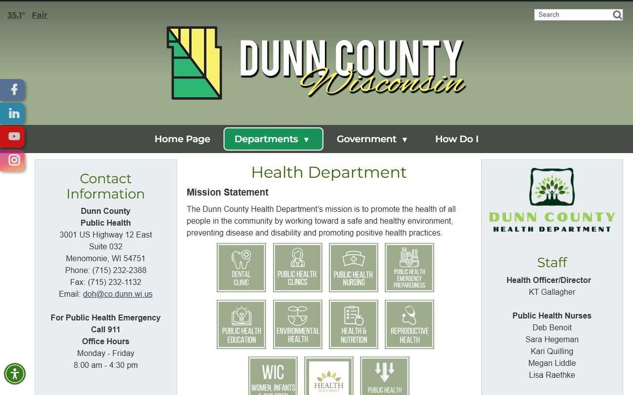 Dunn County Obituary research and health department context
