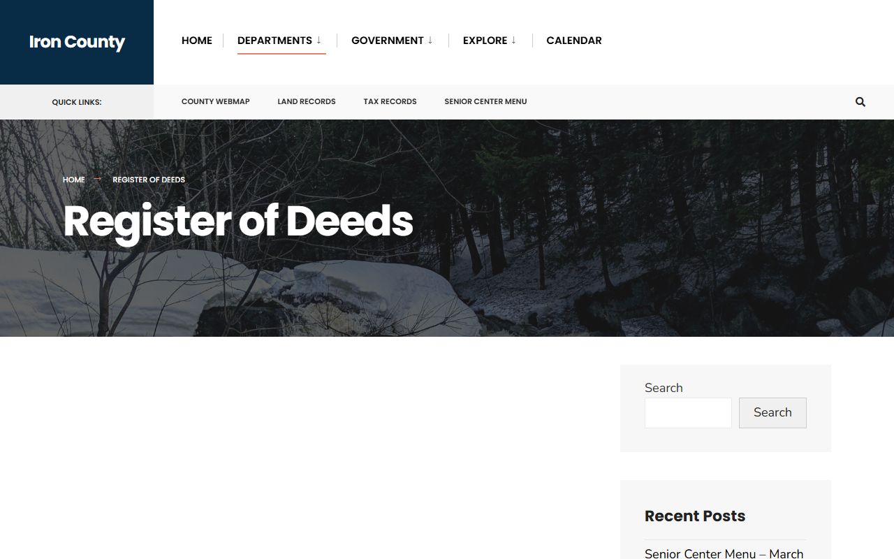 Iron County obituary records at the Register of Deeds