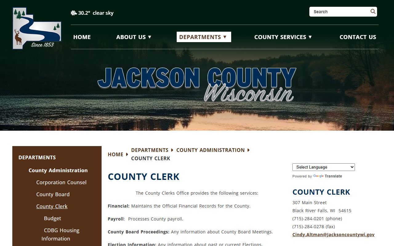 Jackson County obituary records and county clerk information