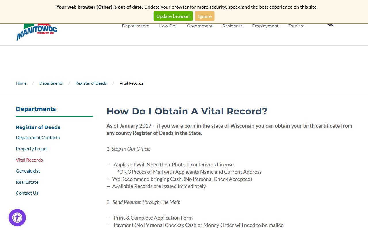 Manitowoc Obituary research using Manitowoc County death certificate guidance