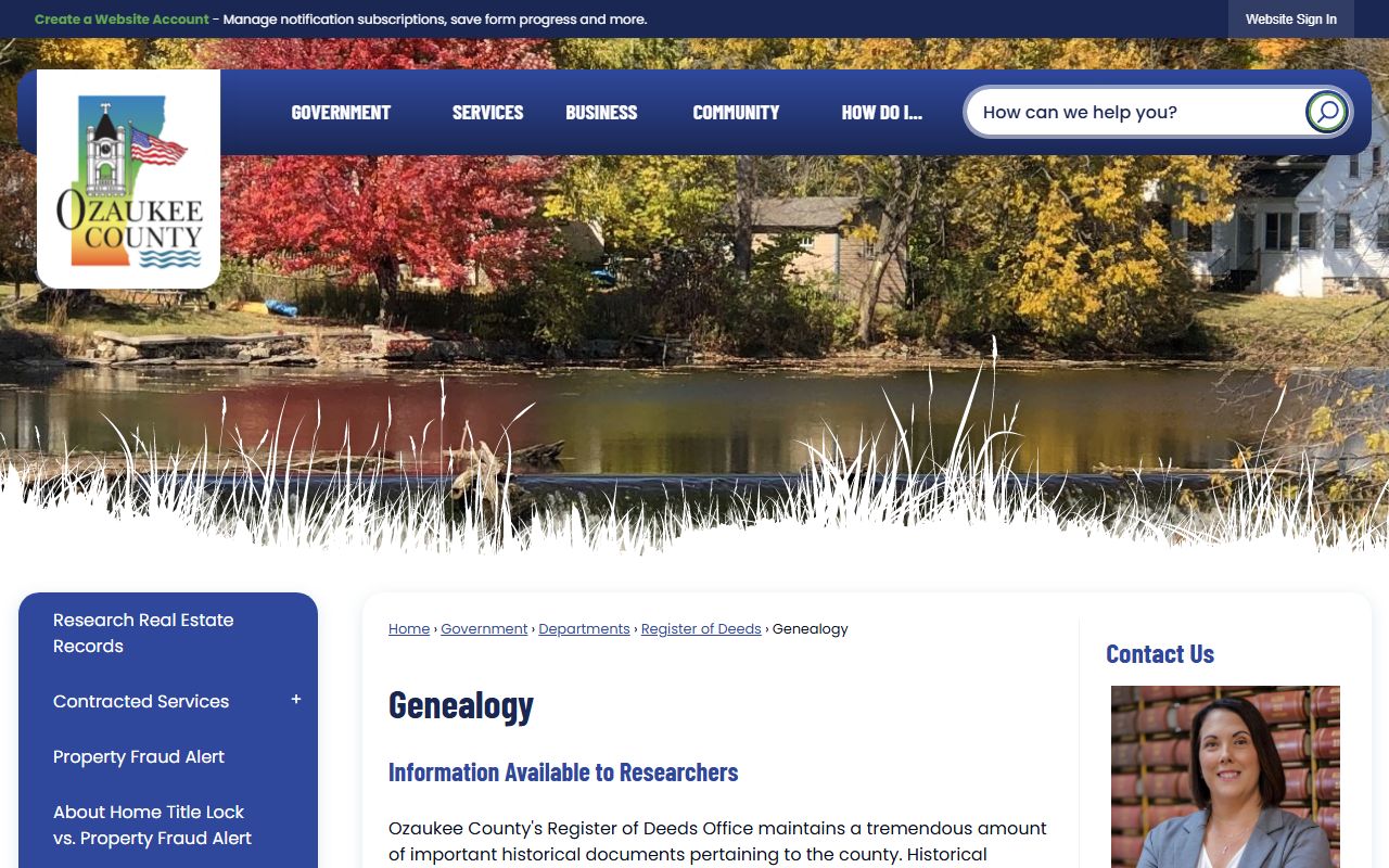 Ozaukee County obituary genealogy and records page