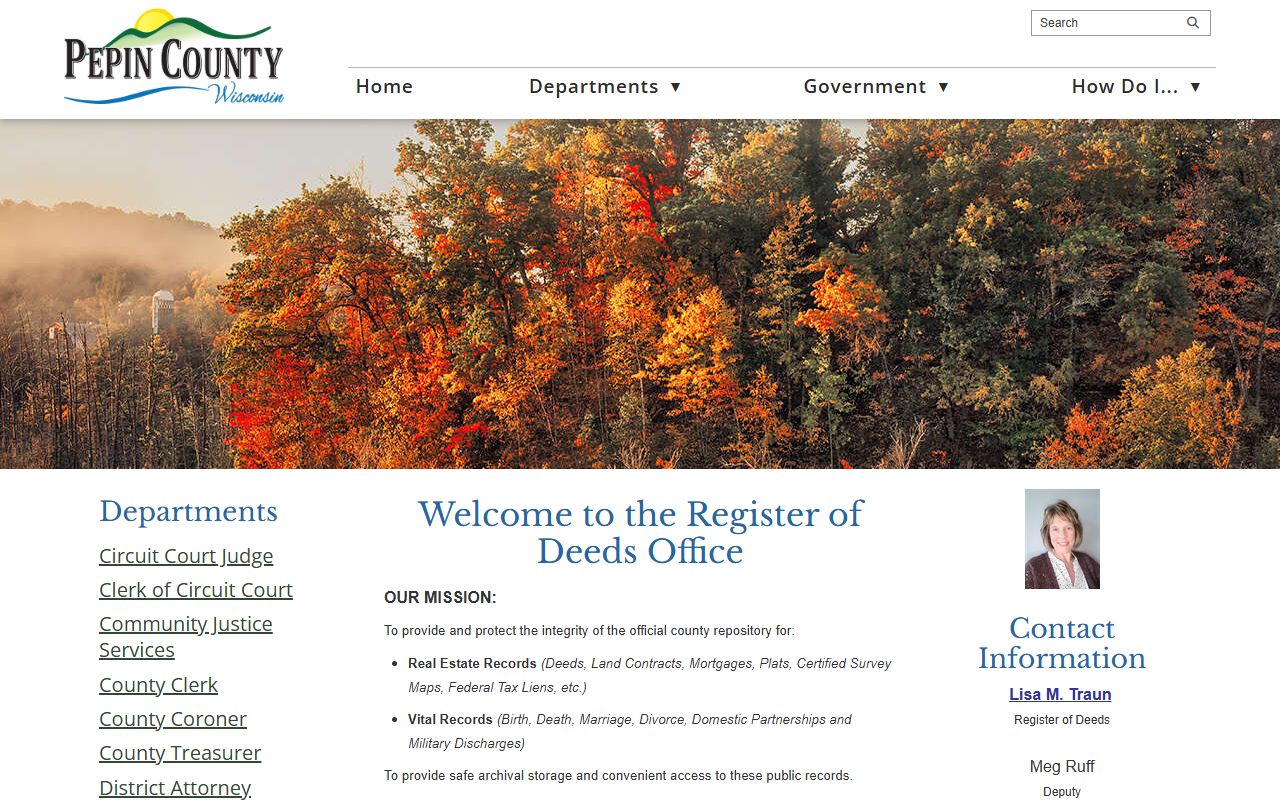 Pepin County obituary records at the Register of Deeds