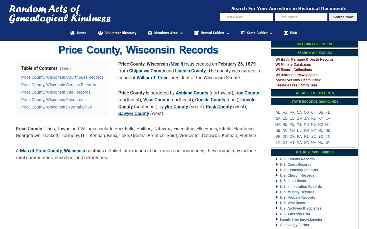 Price County obituary genealogy guide