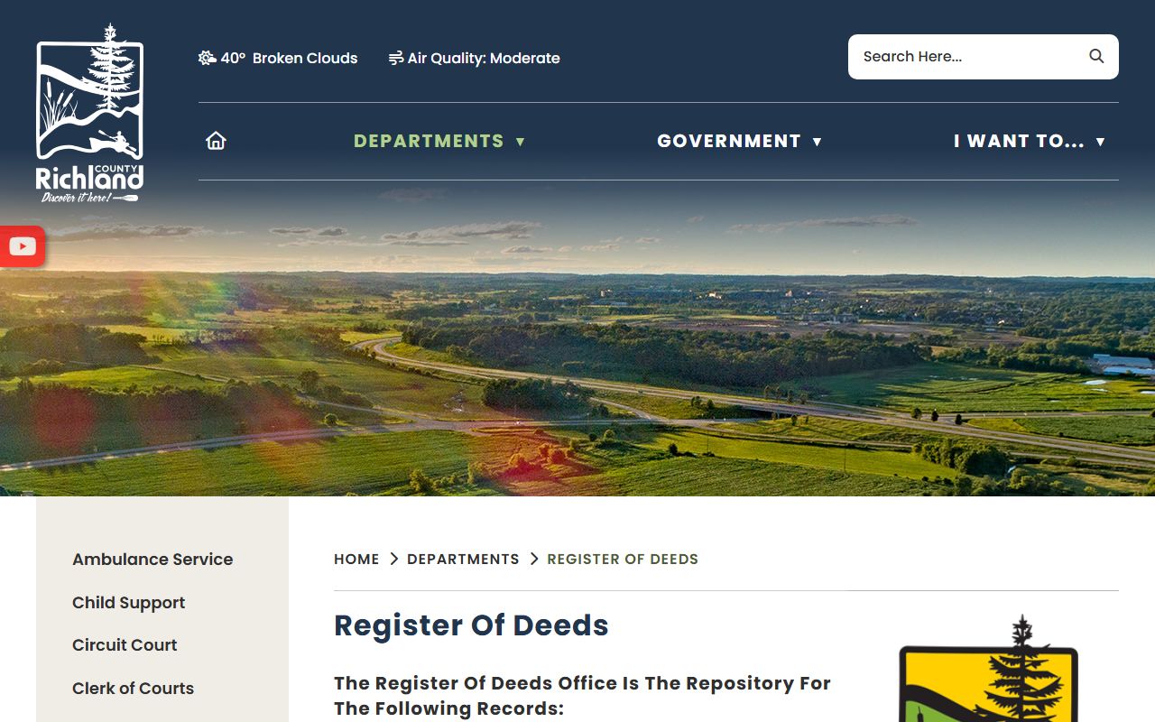 Richland County obituary records at the Register of Deeds