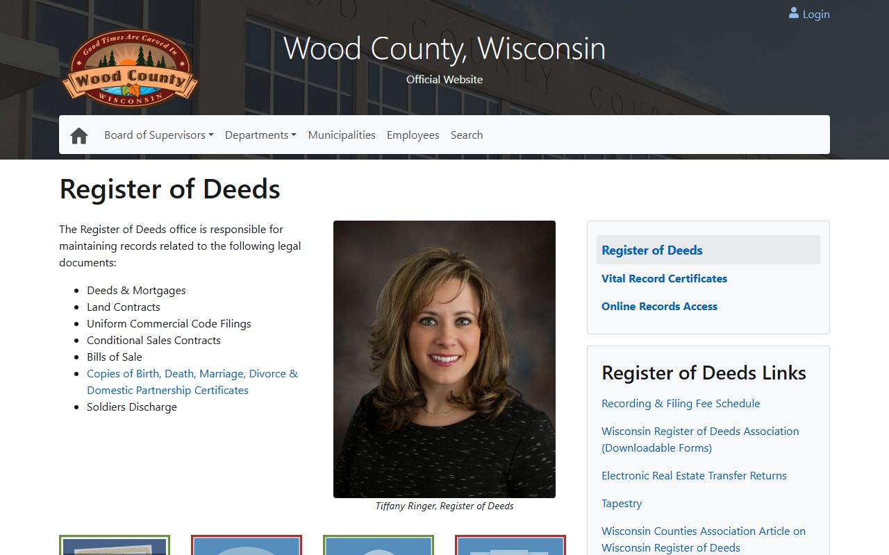 Wood County obituary records at the Register of Deeds